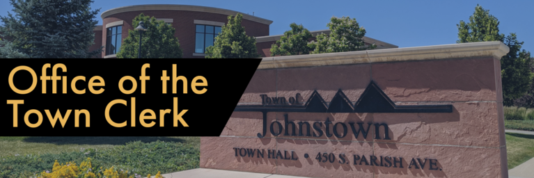 Decorative Header for Office of the Town Clerk (text) and image of Town Hall